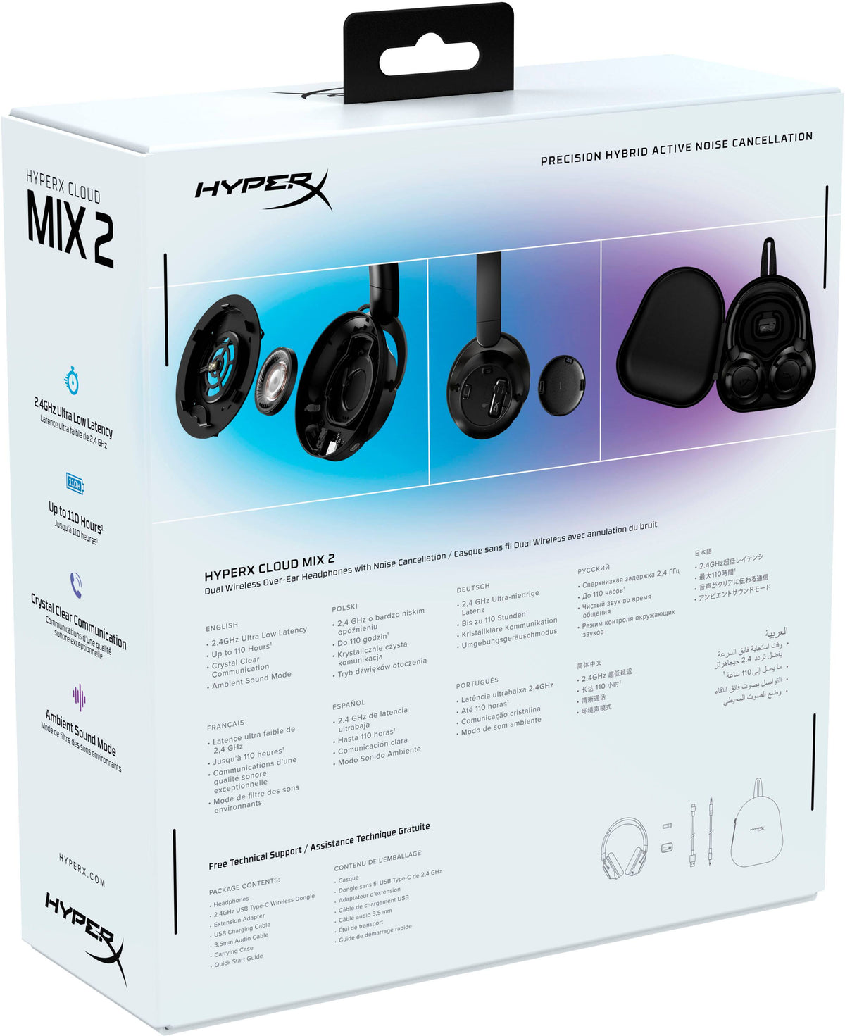 HyperX - Cloud MIX 2 Dual Wireless Gaming Headset for PC, PS5, PS4, Nintendo Switch, Steam Deck, and Mobile - Black