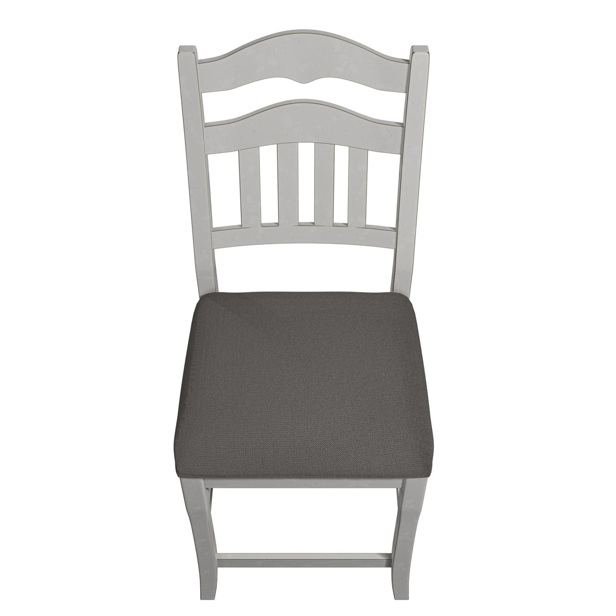 Sillas de comedor de altura de mostrador con cojín tapizado y diseño de respaldo de escalera (juego de 2) - Blanco antiguo