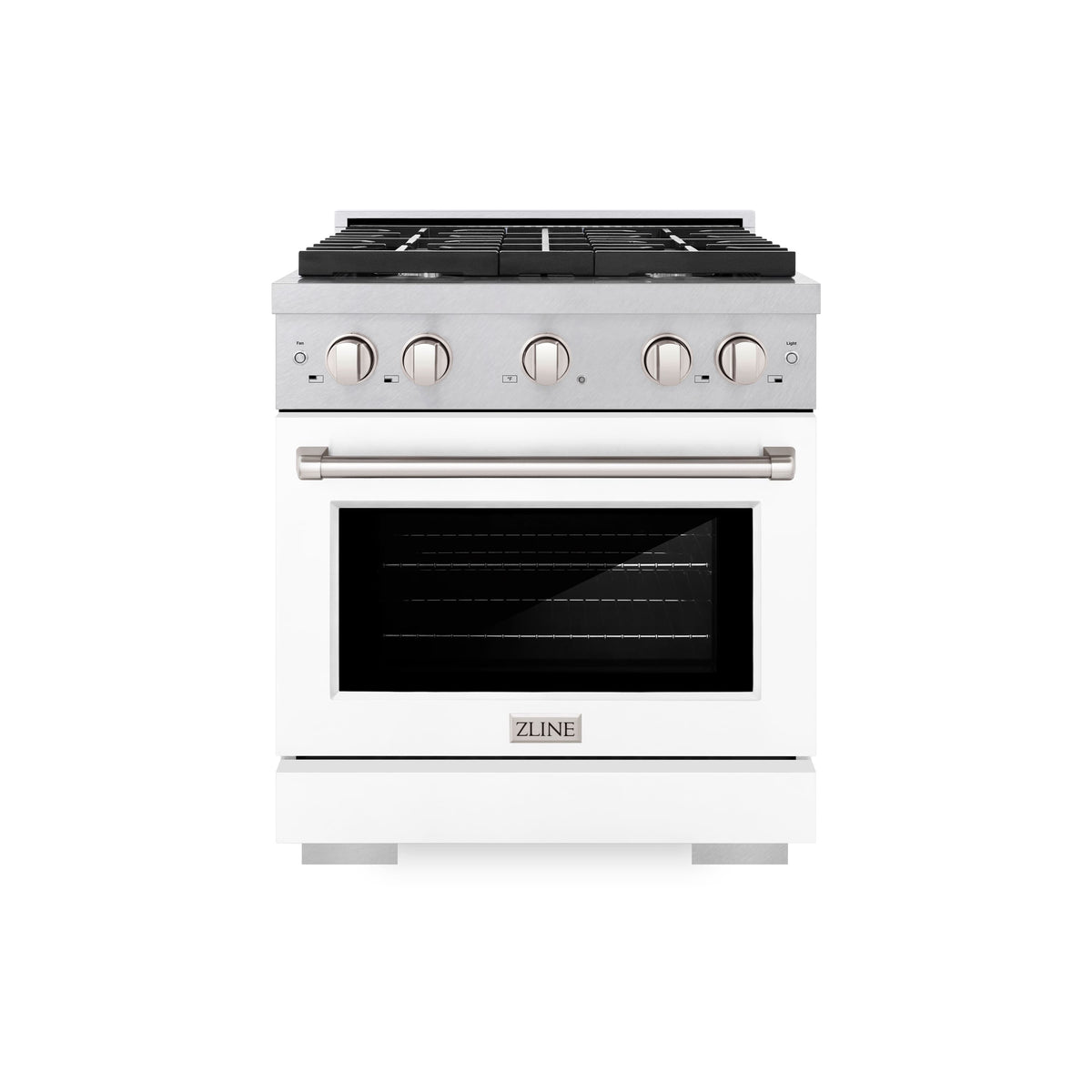 30 in. Wide 4 Burner ZLINE Paramount Satin Steel Gas Range Convection Oven (SGRS-WM-30) - White Matte