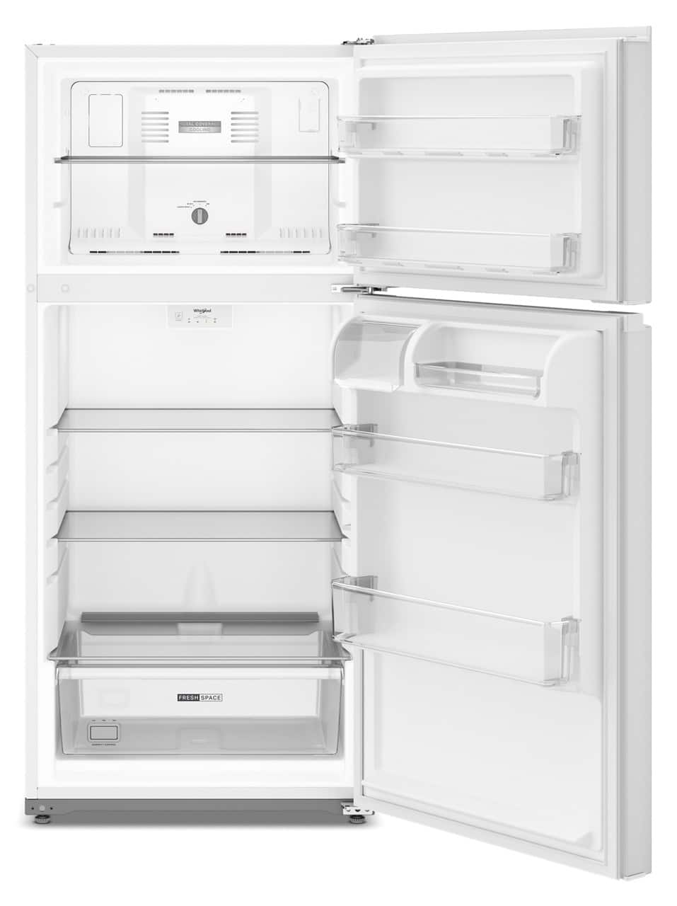 Whirlpool - 28 in. Wide 14.3 cu. ft. Top-Freezer Refrigerator with Total Coverage Cooling - White