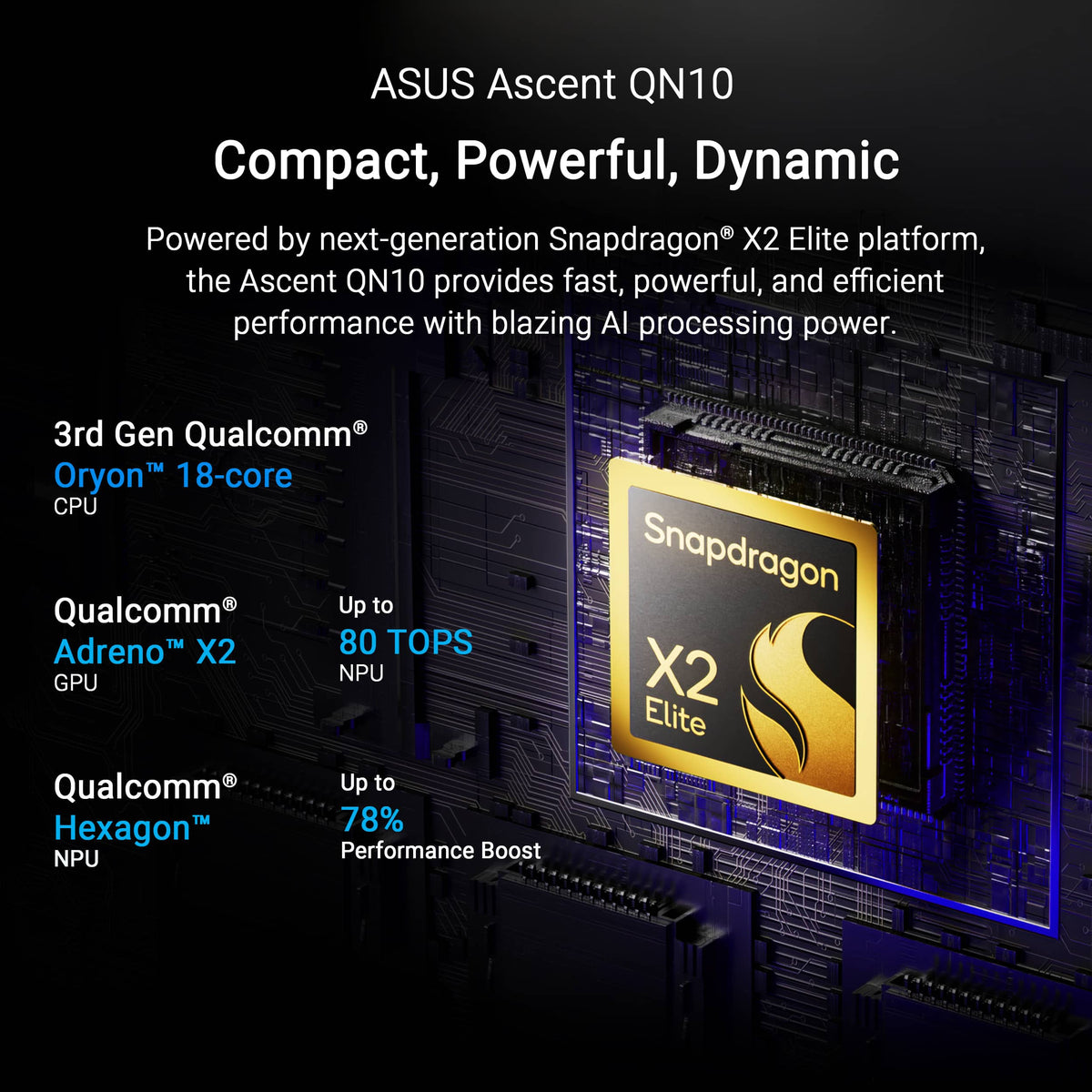 ASUS - Ascent QN10 Mini PC - Snapdragon X2 Elite (2026) - Qualcomm Adreno X2-90 - 16GB Memory - 512GB Storage - Copilot+PC - Silver