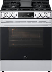 LG - 30-in Wide 5.8 Cu. Ft. Slide-In Gas True Convection Smart Range with 5 Burners, Air Fry and UltraHeat 20K Burner - Stainless Steel