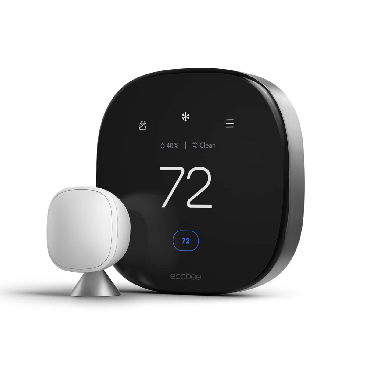 ecobee - Smart Thermostat Premium - WiFi, Siri & Alexa Built-In, Smart Sensor, Air Quality Monitor - Black