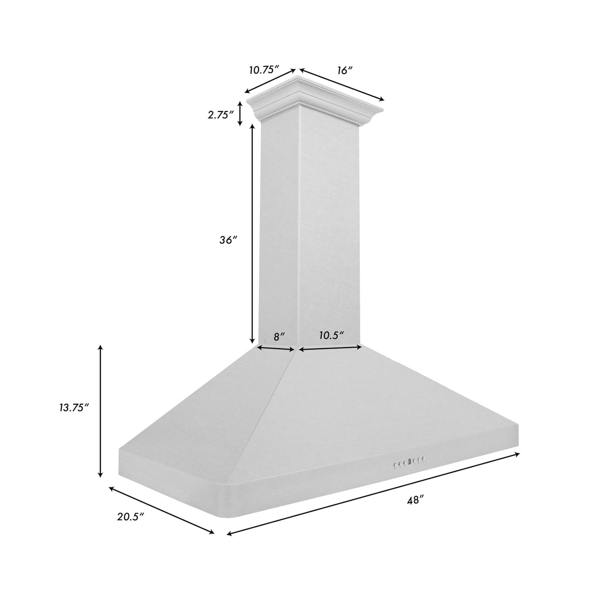 ZLINE - 48 inches - Externally Vented - Wall Range Hood - Satin Stainless Steel