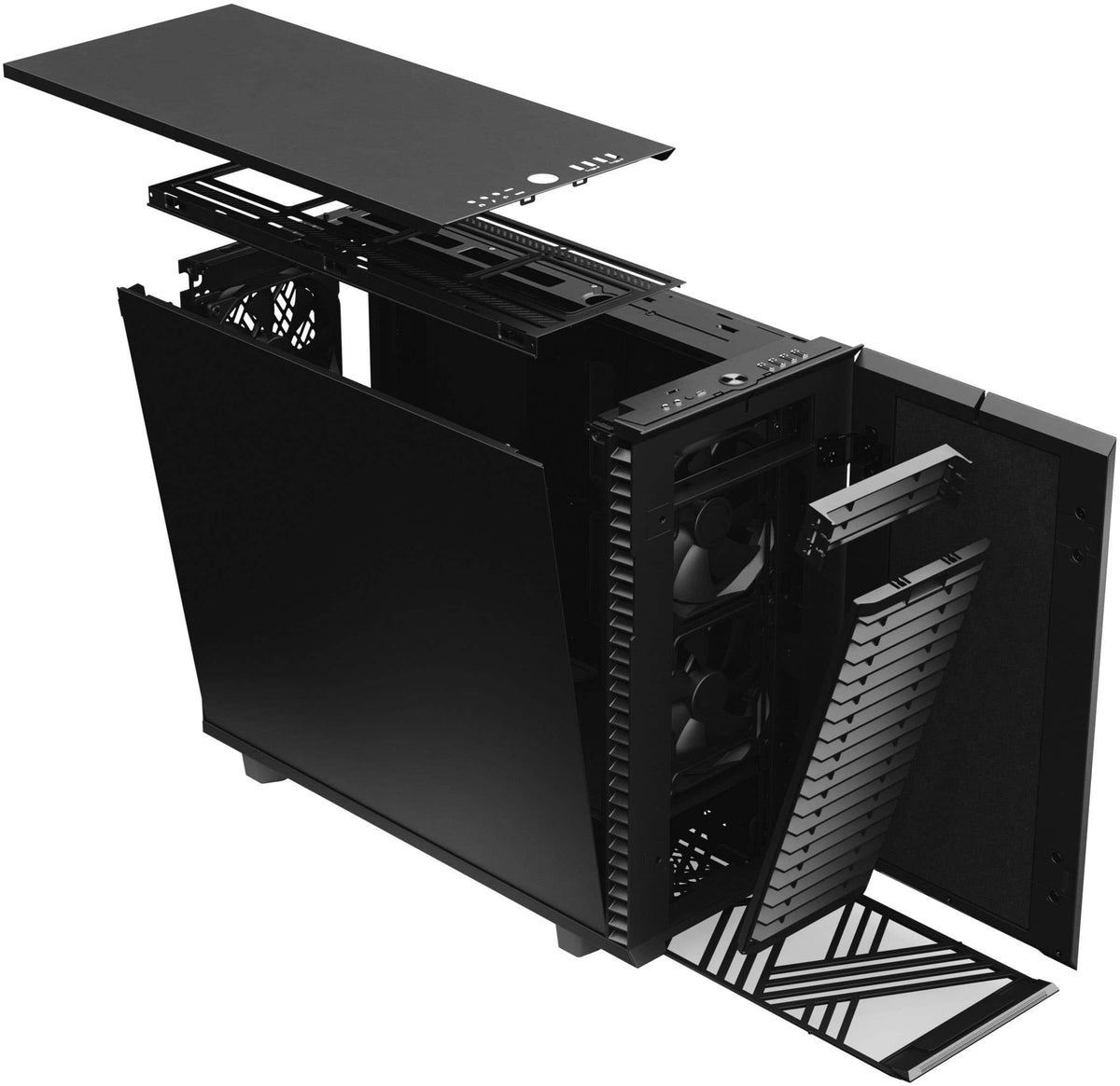 Fractal Design - Define 7 Black Brushed Aluminum/Steel E-ATX Silent Modular Mid Tower PC Case - Black