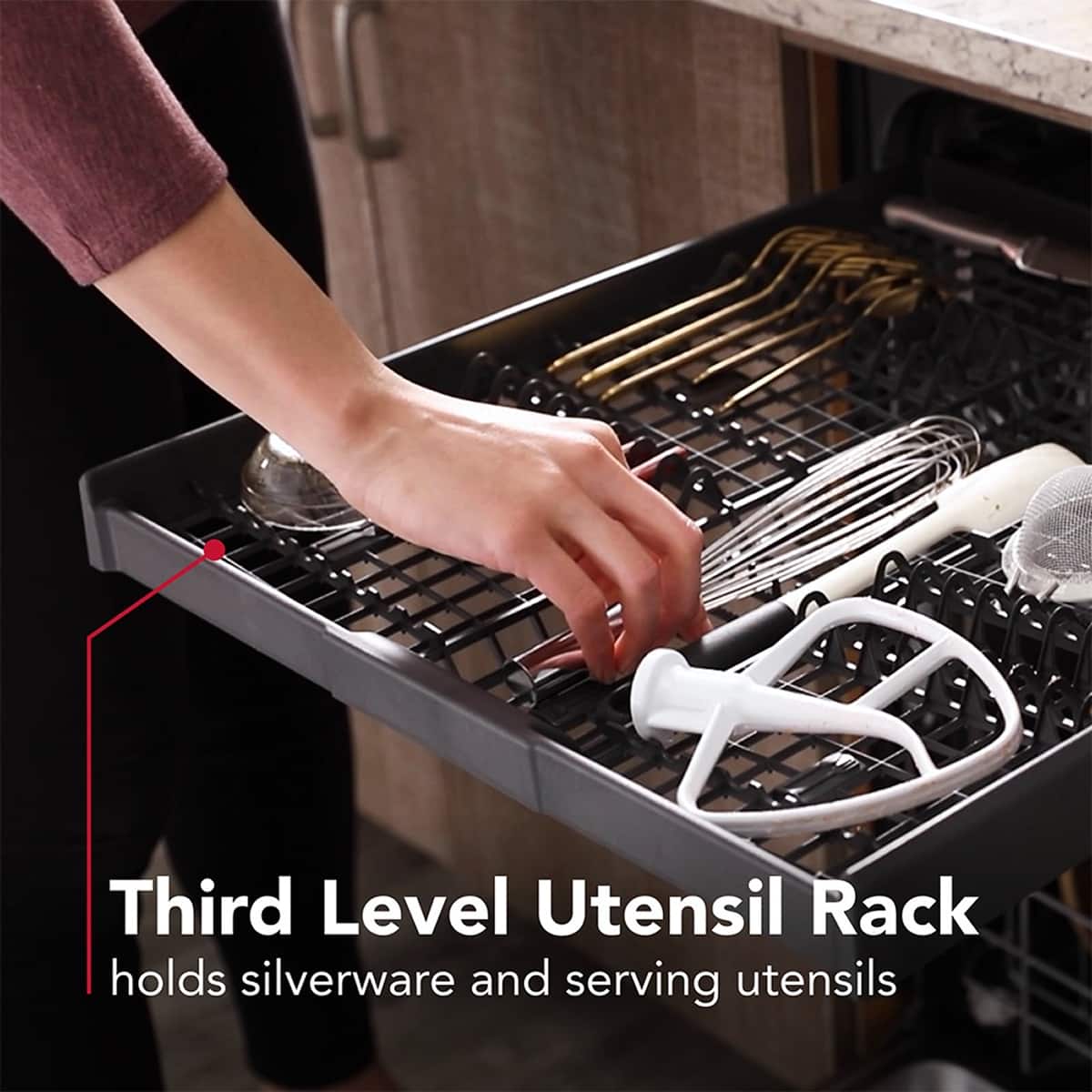 KitchenAid - 24 inch Front Control Built-In Tub Dishwasher with Third Level Utensil Rack and 47 dBA - Stainless Steel