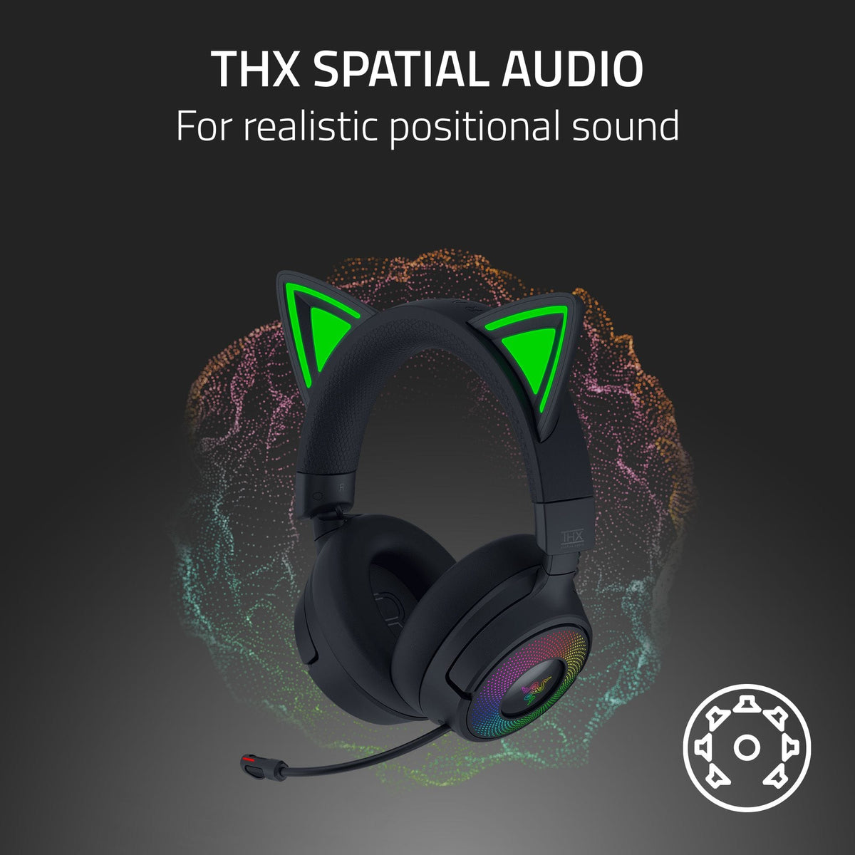 Razer - Kraken Kitty V3 Pro Bluetooth Wireless Over-the-Ear Gaming Headset for PC, Mac, PlayStation, Nintendo Switch, Steam Deck - Black