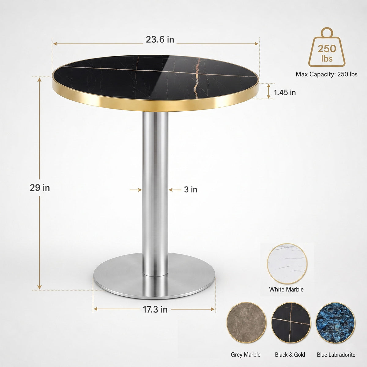 Mesa de bistró redonda moderna y elegante