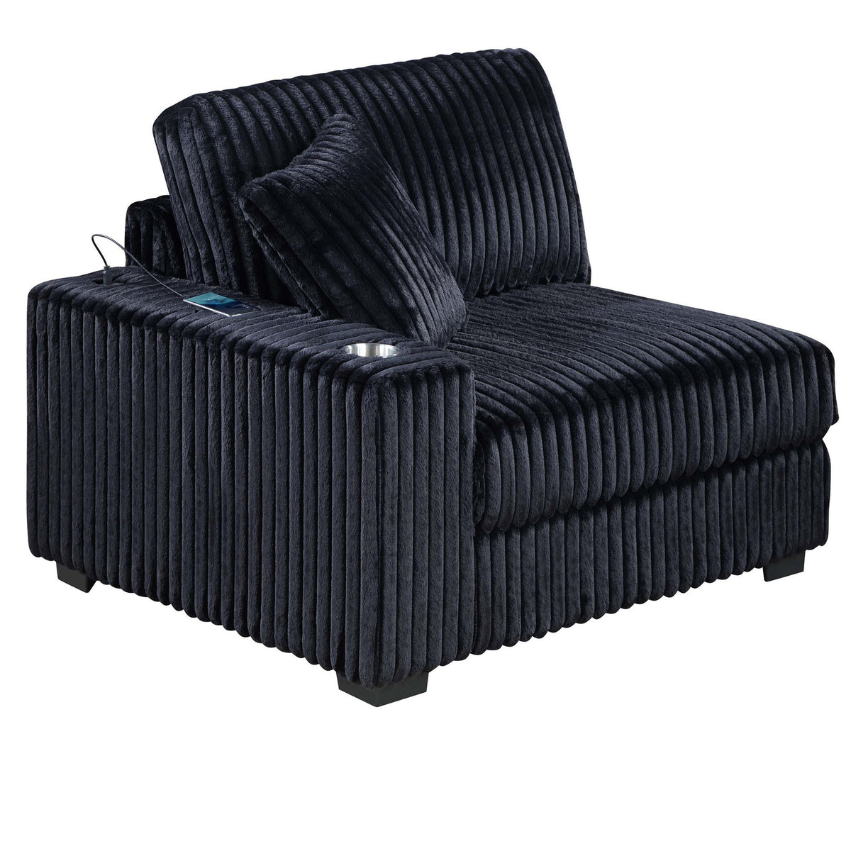 Silla de estilo contemporáneo con reposabrazos con portavasos