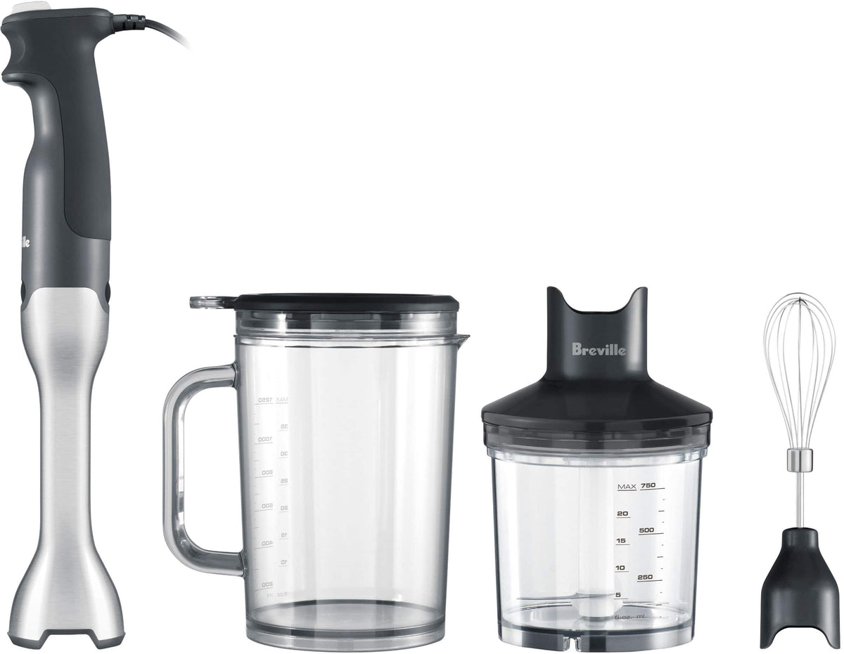 Breville - Control Grip Immersion Blender, 280W with 15 speed settings - Brushed Stainless Steel