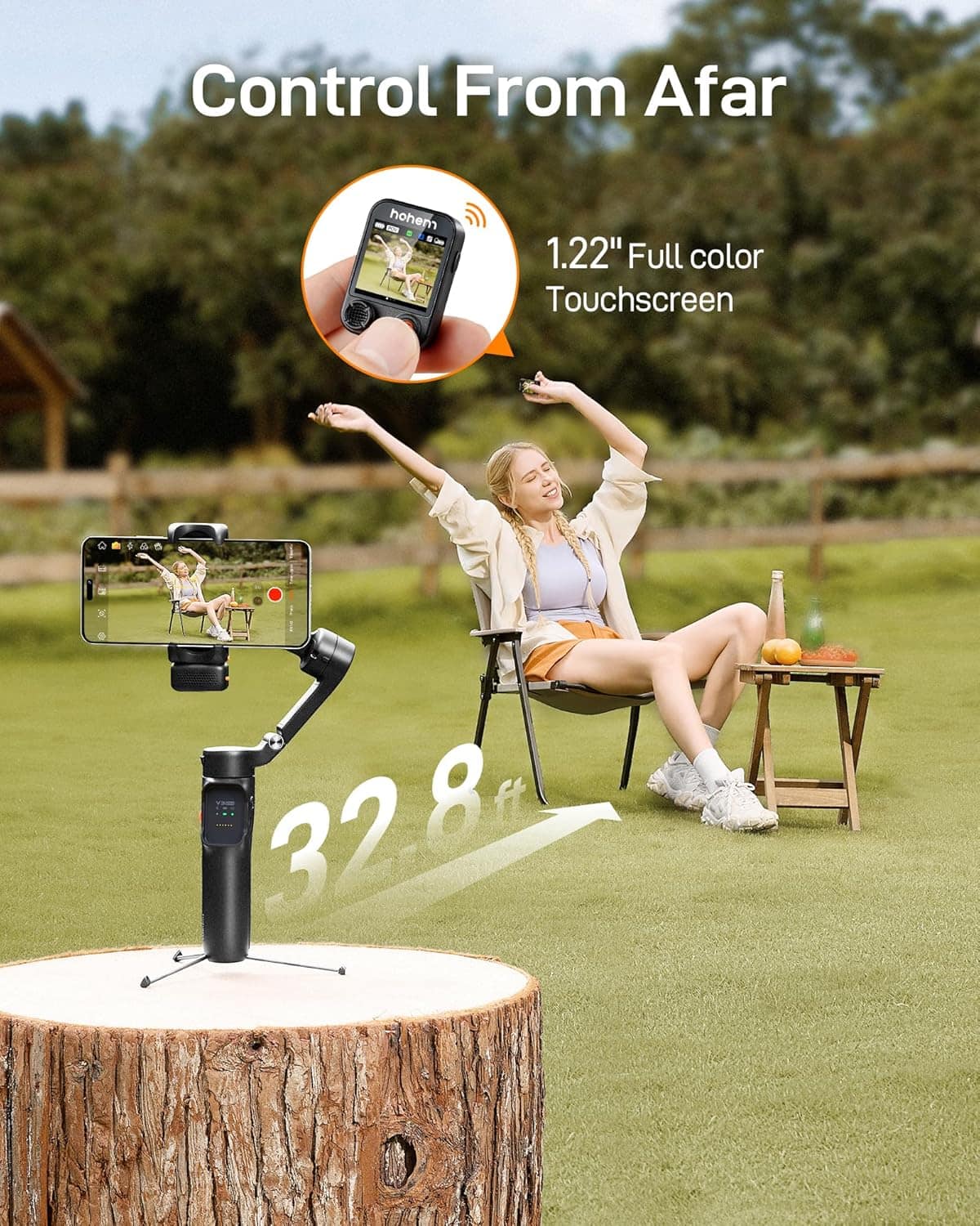 Hohem - iSteady V3 Ultra 3-Axis Gimbal Stabilizer for Smartphone w/ AI Tracking, Detachable Touch Remote, Tripod, & Light - Black