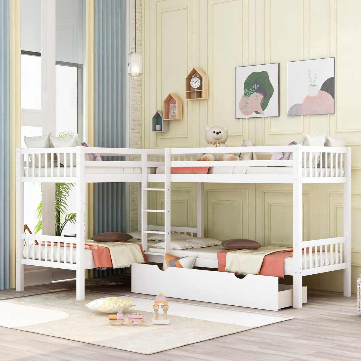 L Shaped Bunk Bed With Drawers