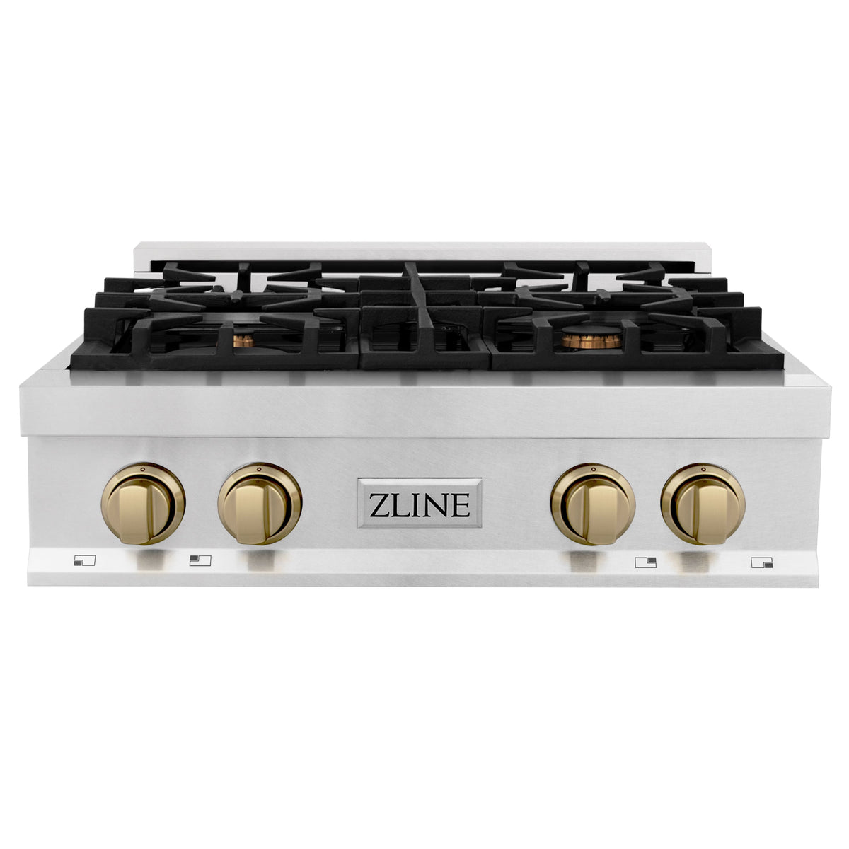 ZLINE - Autograph 30 in. Legacy Gas Rangetop with 4 Burners in Satin Steel with Bronze Accents - Satin Stainless Steel