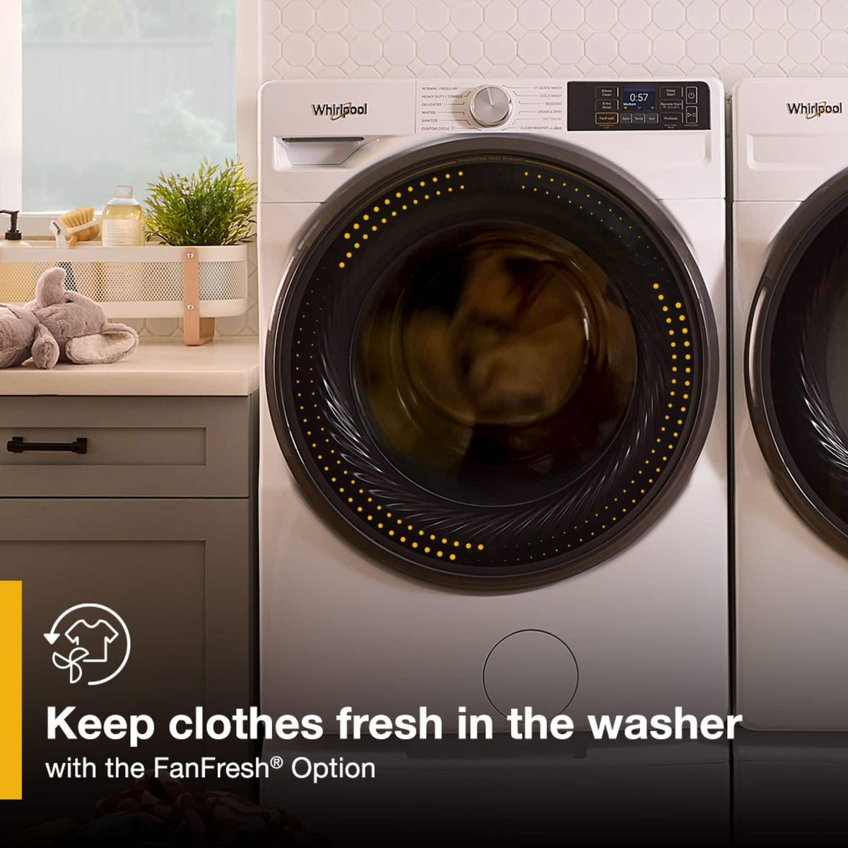 Whirlpool - 5.0 Cu. Ft. High Efficiency Smart Front Load Washer with FreshFlow Vent System - Volcano Black