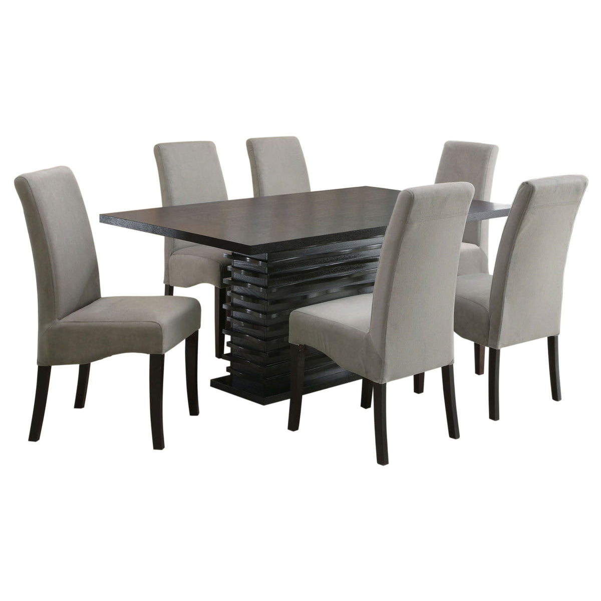 Wendell - 7 Piece Dining Set With Pedestal Table And Chairs - Gray
