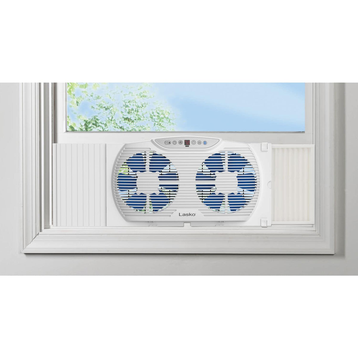 Lasko - Electrically Reversible Twin Window Fan with Bluetooth - White