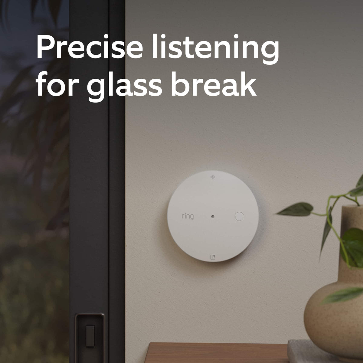 Ring - Glass Break Sensor (newest model) – Amazon Sidewalk, no hub needed, Pro Monitoring (sold separately) - White