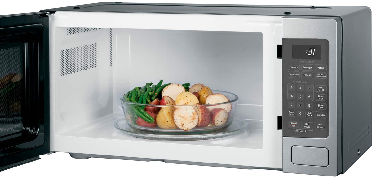 GE Profile - 1.1 Cu. Ft. Countertop Microwave with Sensor Cooking and Built-In Capable Option - Stainless Steel
