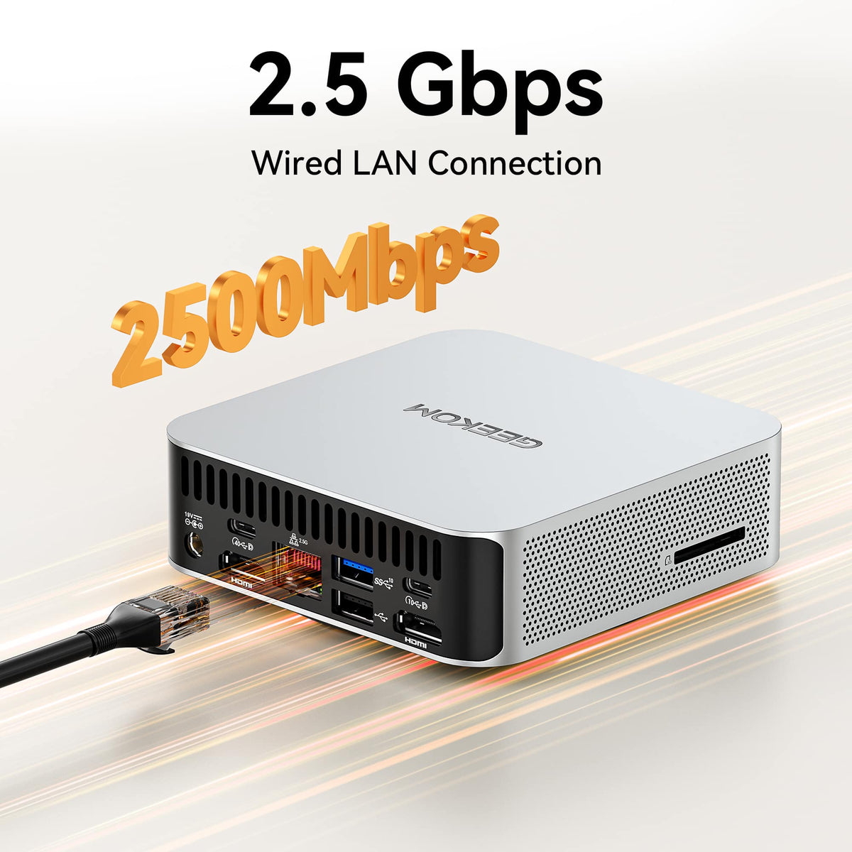 GEEKOM - A5 Pro Mini PC AMD Ryzen 5 7530U, 16GB DDR4 RAM, 512GB NVMe SSD Storage - Silver