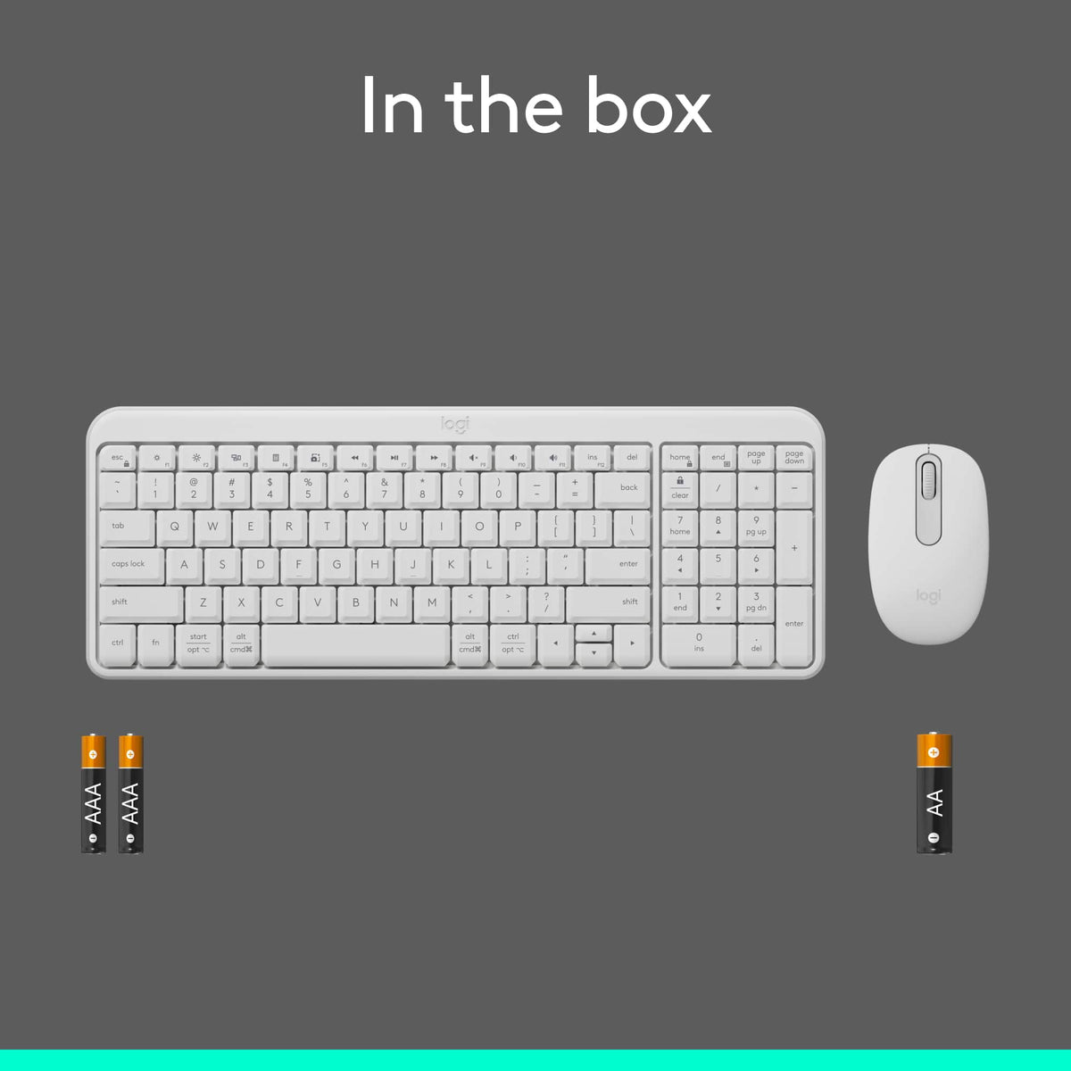 Logitech - MK250 Full-size Bluetooth Wireless Keyboard and Mouse Combo for Windows/MacOS with Fast & Easy Connectivity - Off-White