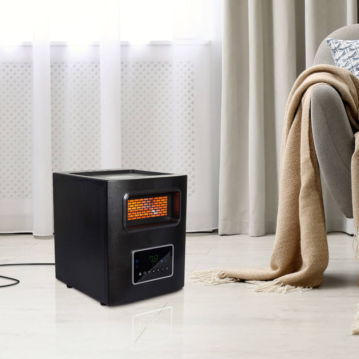 Lifesmart - 4-Wrapped Element Infrared Heater with USB Charging - Black