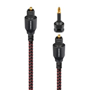 AudioQuest - Cinnamon Optical 2.5' Digital Toslink Fiber-Optic Cable + Mini-Adaptor with Toslink to Toslink Connectors - Red on Black