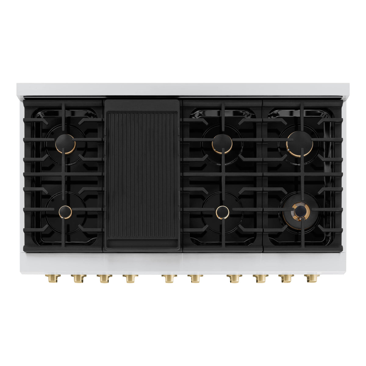 ZLINE - 48 in. Wide 8 Burner Autograph Paramount Double Oven Dual Fuel Range with White and Bronze Accents (SDRZ-WM-48-CB) - White