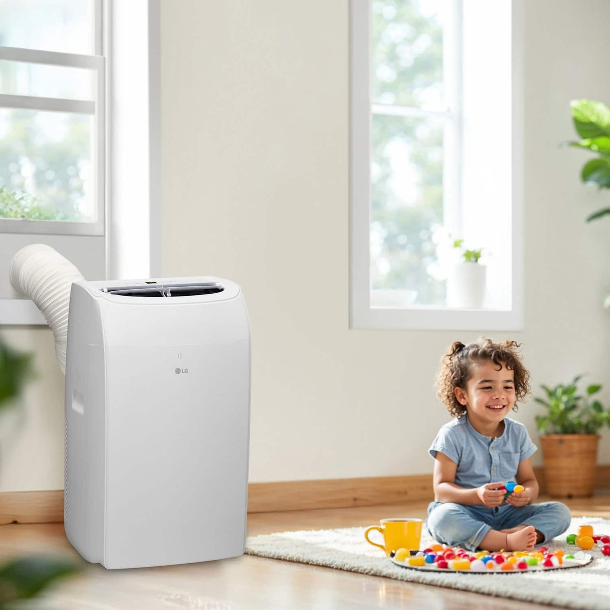 LG - 450 Sq. Ft. 10,200 BTU DOE Smart Portable Air Conditioner with Supplemental Heater - White