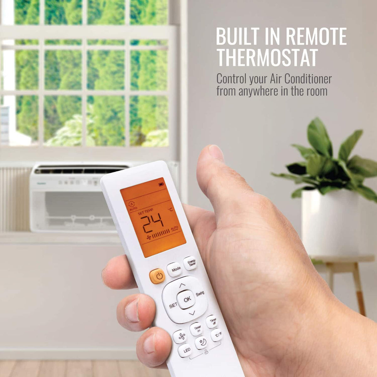 Keystone - 550 Sq. Ft 12,000 BTU Window Mounted Inverter Air Conditioner with 10,000 BTU Supplemental Heat Function - White