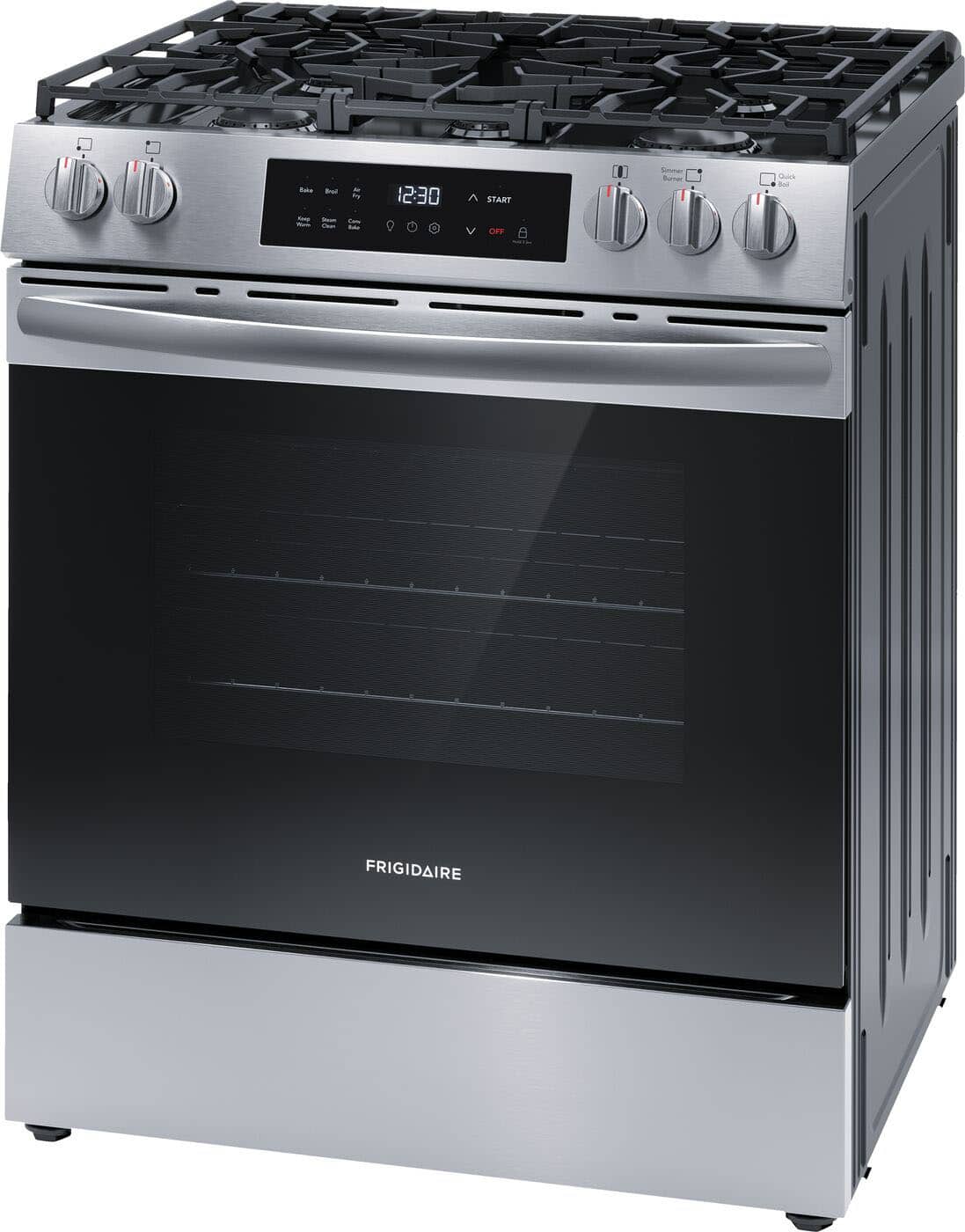 Frigidaire - 30 in. Wide 5 burners 5.1 Cu ft. Slide In Gas Range with Air Fry and 18K BTU Burner - Stainless Steel