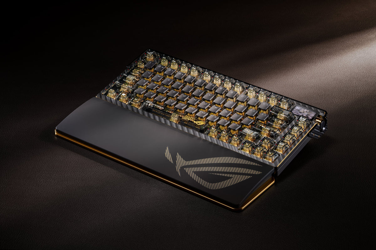 ASUS - ROG Azoth Extreme 75% Wireless Mechanical Gaming Keyboard with ROG NX V2 Snow Linear Switches and Color OLED Touchscreen - 20th Edition