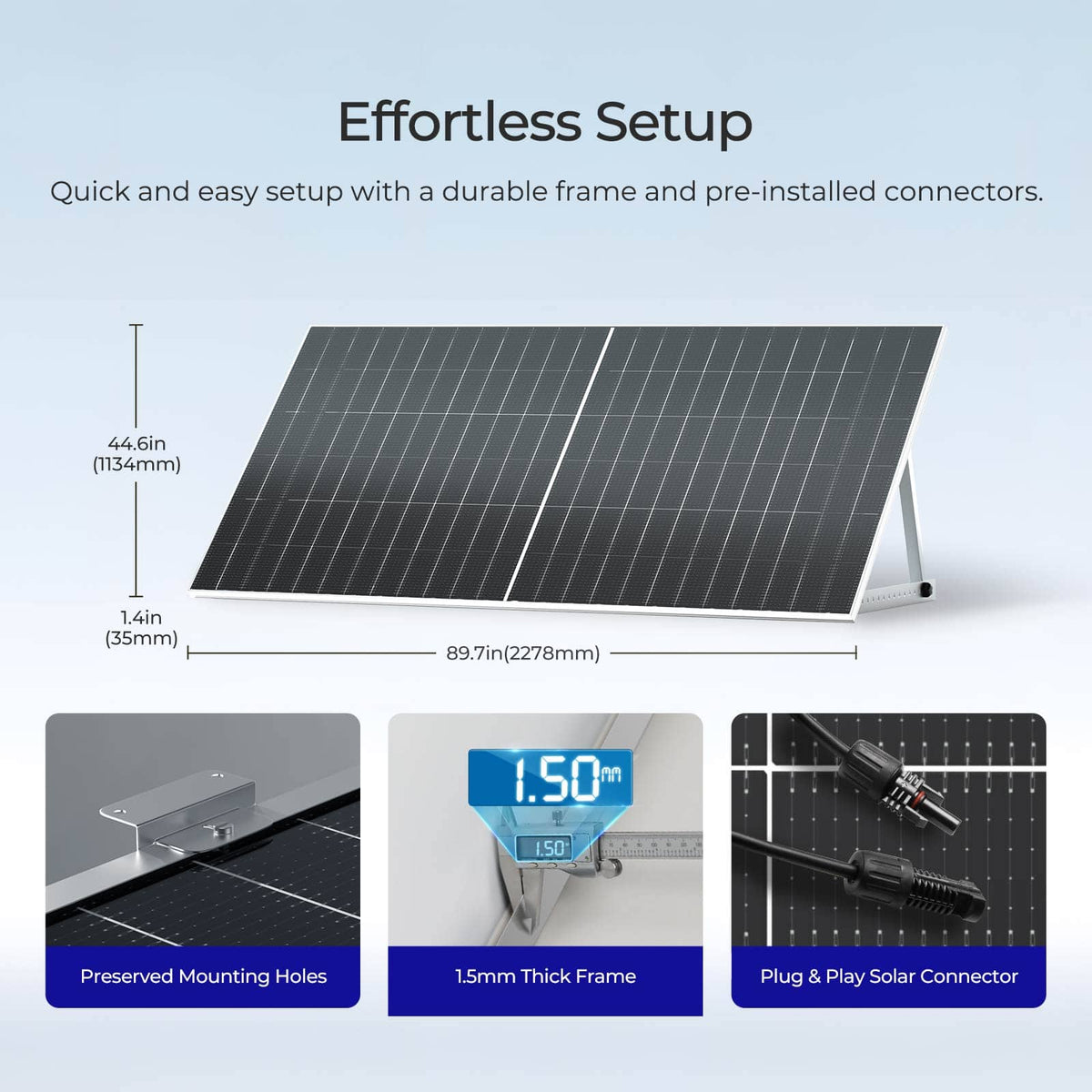 Renogy - 2pcs 590-Watt Bifacial 12V 16BB N-Type Monocrystalline Solar Panel 1180W Back-up Power for Off-Grid RV, High Efficiency - Black