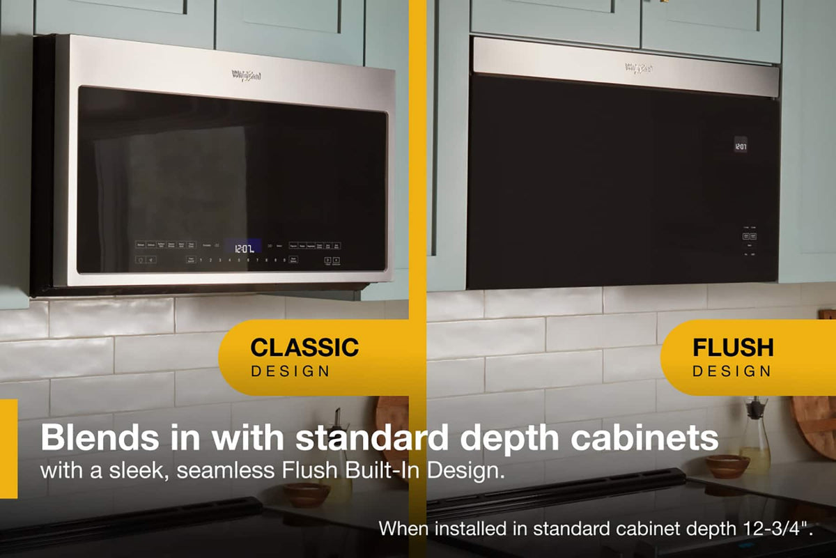 Whirlpool - 1.1 Cu. Ft. Over-the-Range Microwave with Flush Built-in Design - Stainless Steel