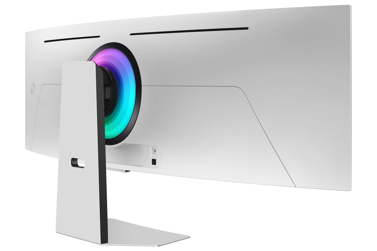 Samsung - 49" Odyssey OLED G9 Curved Dual-QHD 240Hz FreeSync Prem Pro and G-Sync Compatible Smart Glare Free Gaming Monitor - Silver