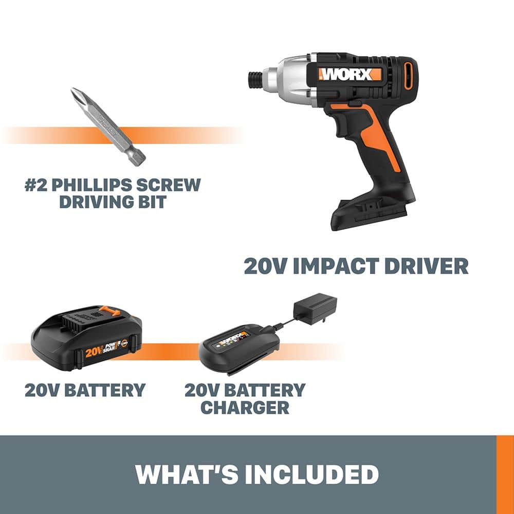 WORX - WX291L 20V PowerShare Cordless Impact Driver - Black