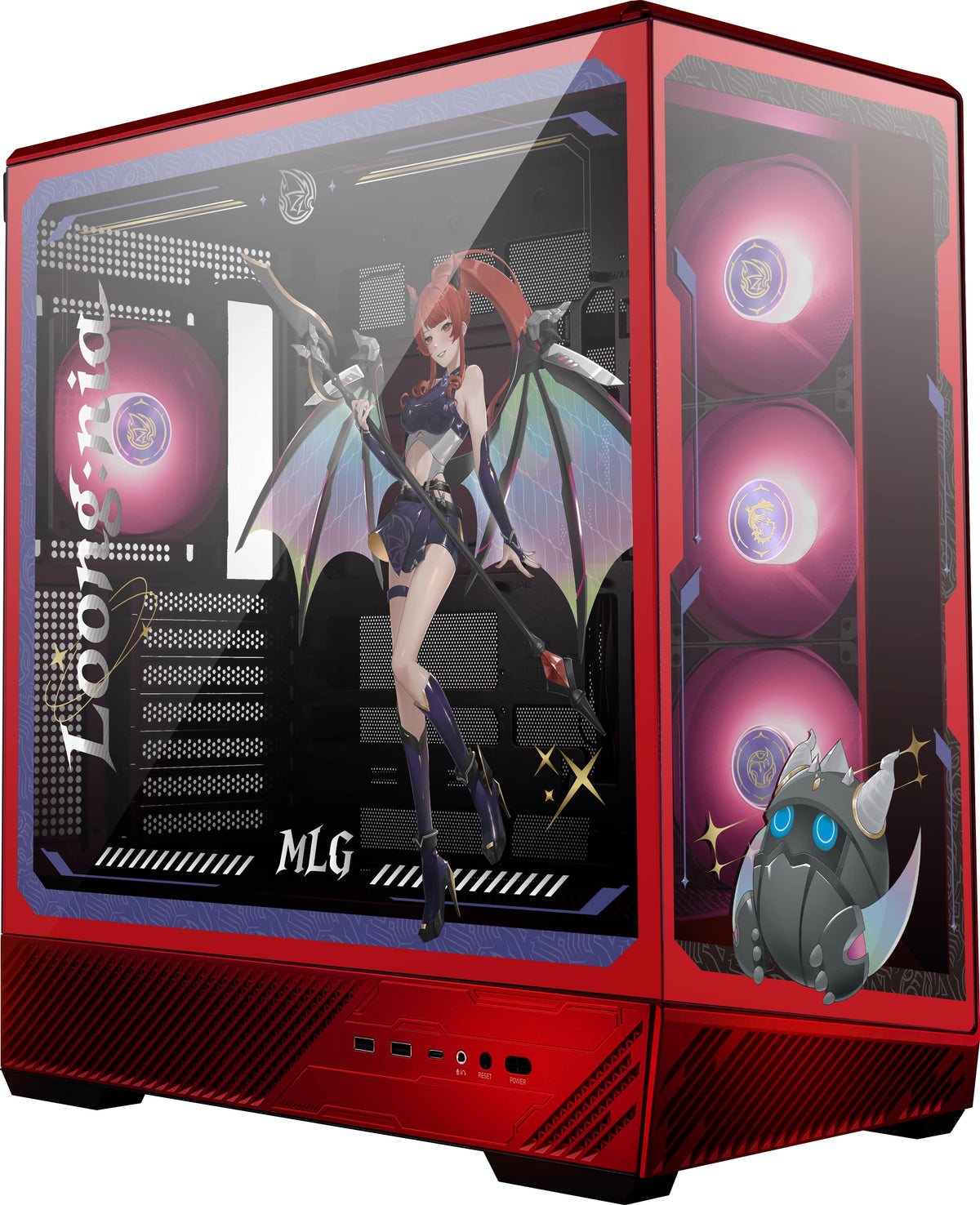 MSI - PANO 130R MLG EDITION ATX Mid-Tower PC Case - Black and Red