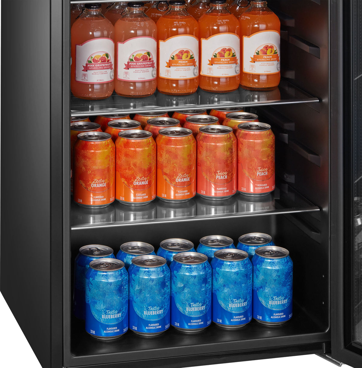Insignia™ - 115 Can Beverage Cooler with Glass Shelves - Stainless Steel Look