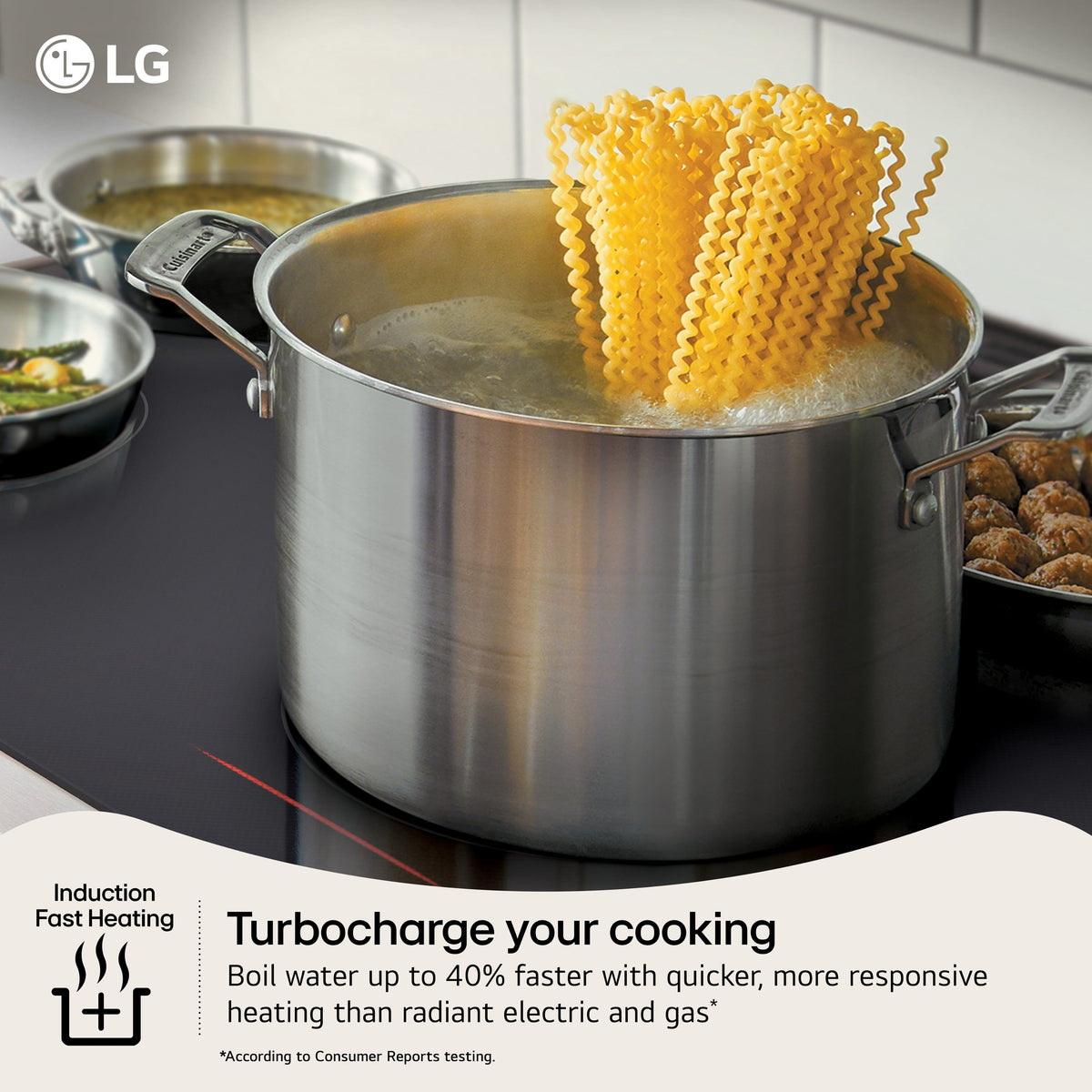 LG - 36-in Wide Built-In Electric Induction Smart Cooktop with 5 Elements and UltraHeat 5.0kW Element - Black Ceramic