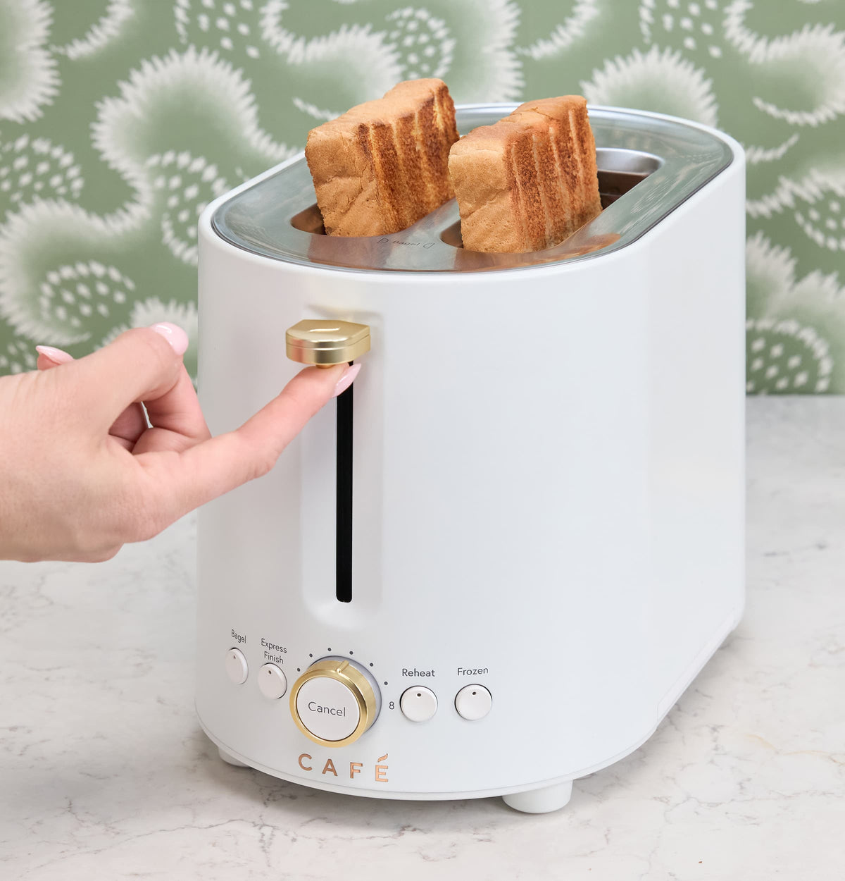 Café - Express Finish 2-Slice Toaster with Extra Wide Slots and 4 Preset Toasting Functions - Matte White