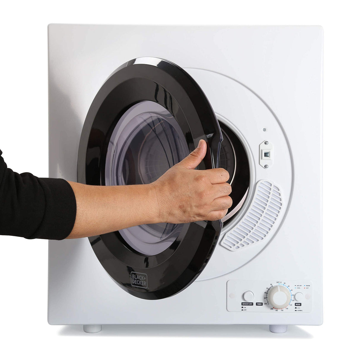 Black+Decker - 2.65 Cu.Ft. Stackable Smart Electric Dryer with Standard Wall Outlet - White