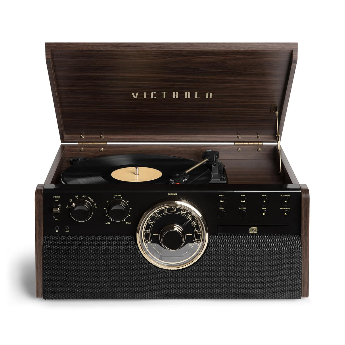 Victrola - Empire Bluetooth 6-in-1 Record Player - Gold/Brown/Black