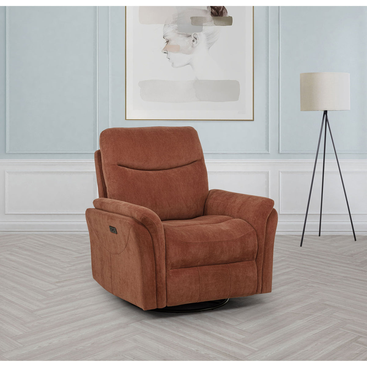 Beacon - Sillón reclinable giratorio con carga USB y reclinación ajustable