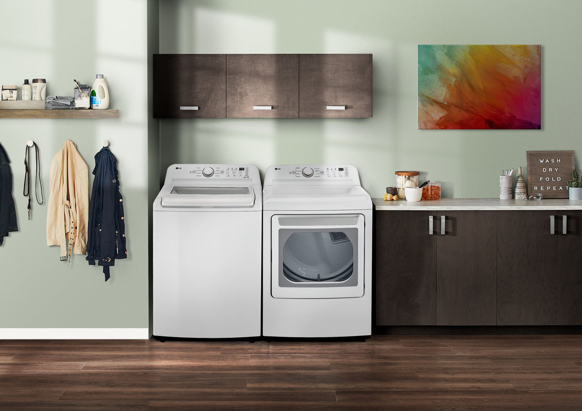 LG - 7.3 Cu. Ft. Ultra Large Rear Control Electric Dryer with Sensor Dry and LoDecibel Quiet Operation - White