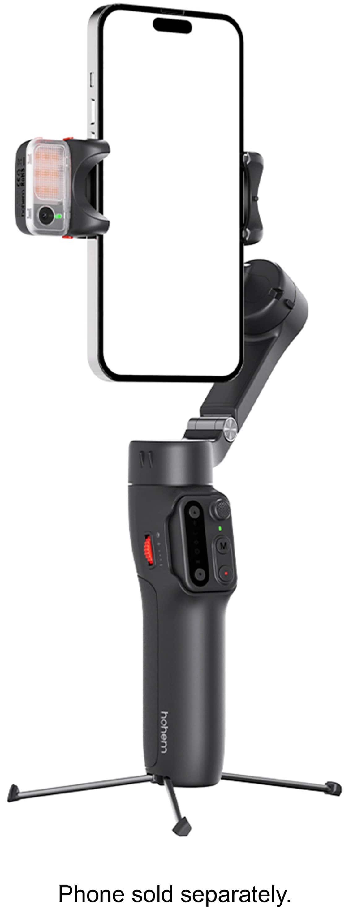 Hohem - iSteady V3 3-Axis Gimbal Stabilizer for Smartphone w/ AI Tracking, Detachable Remote, Extendable Pole, & Magnetic Light - Black