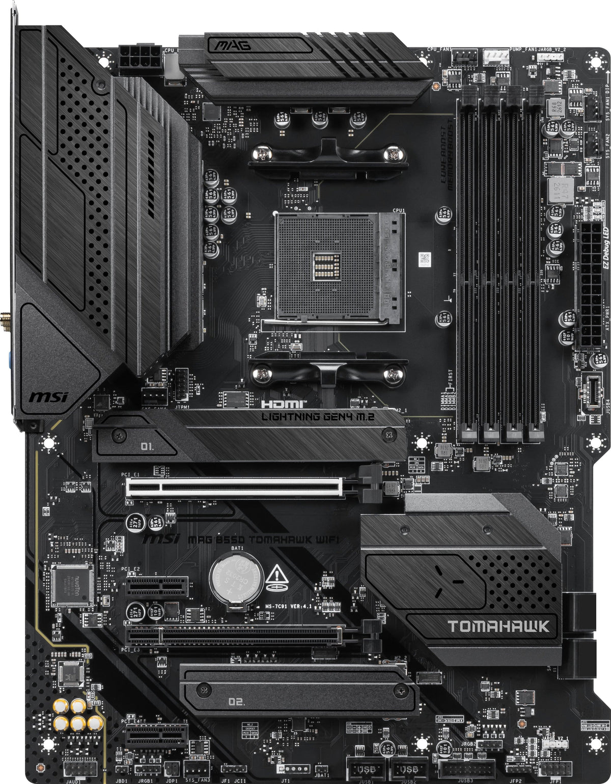MSI - B550 TOMAHAWK WIFI (Socket AM4) AMD B550 ATX DDR4 Wi-Fi 6E Motherboard - Black
