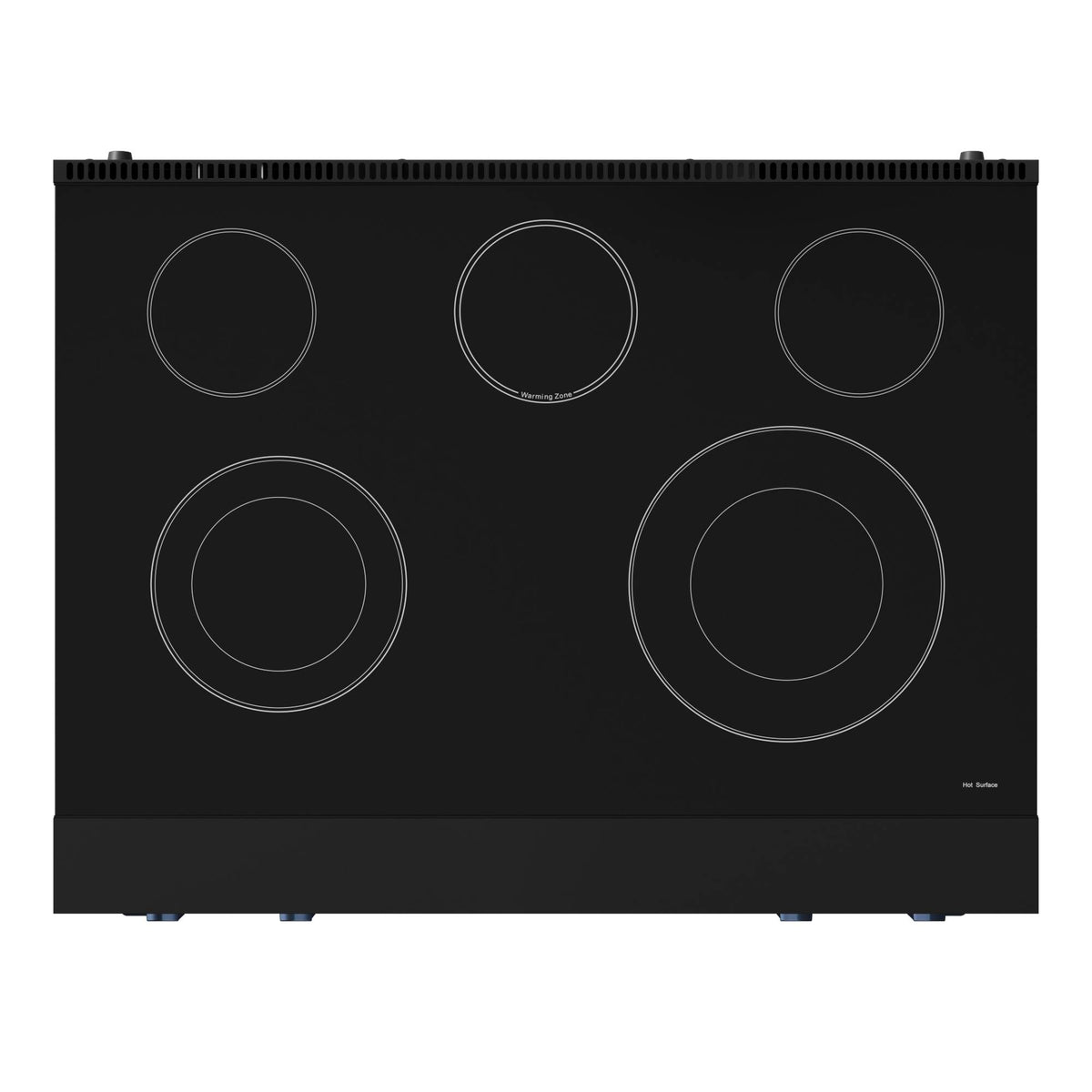 36 in. Wide 5 Elements Gordon Ramsay Series by Thor Kitchen 6.0 Cu.Ft Freestanding Electric Range with Navy Blue Handles - Black