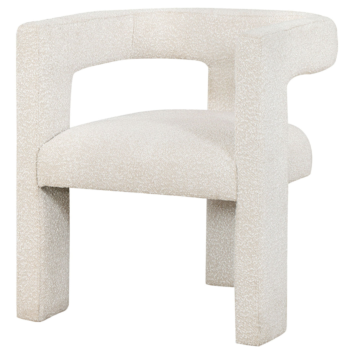 Verda - Upholstered Accent Side Chair In Soft With Rounded Open Back And 3 Leg Base - White