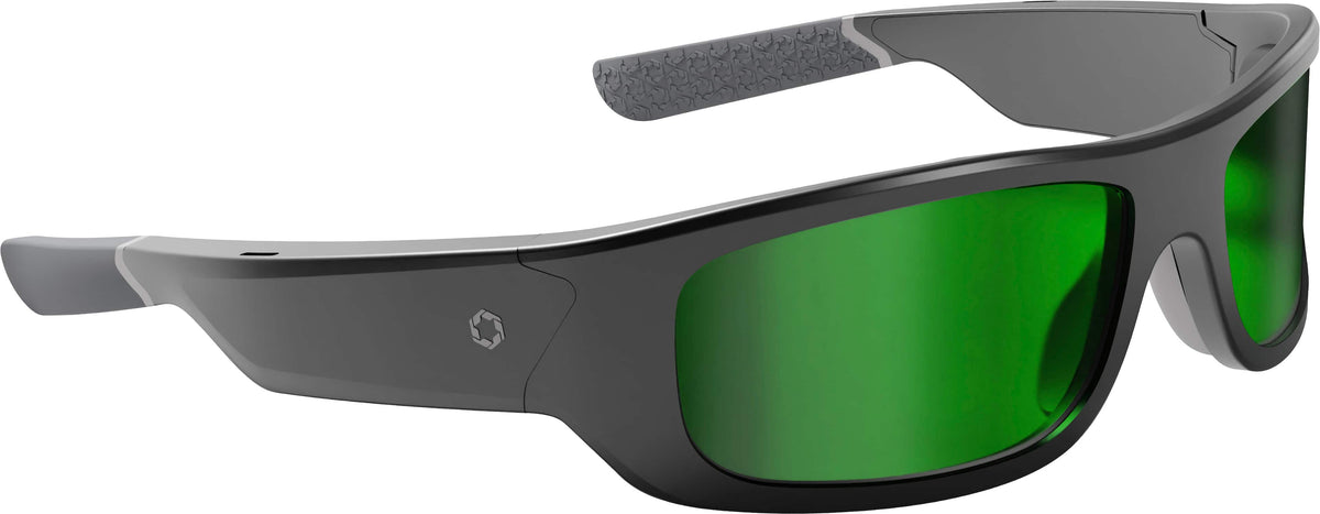 Armor Green Mirror Polarized Smart Safety Glasses Powered by Lucyd - Black/Green