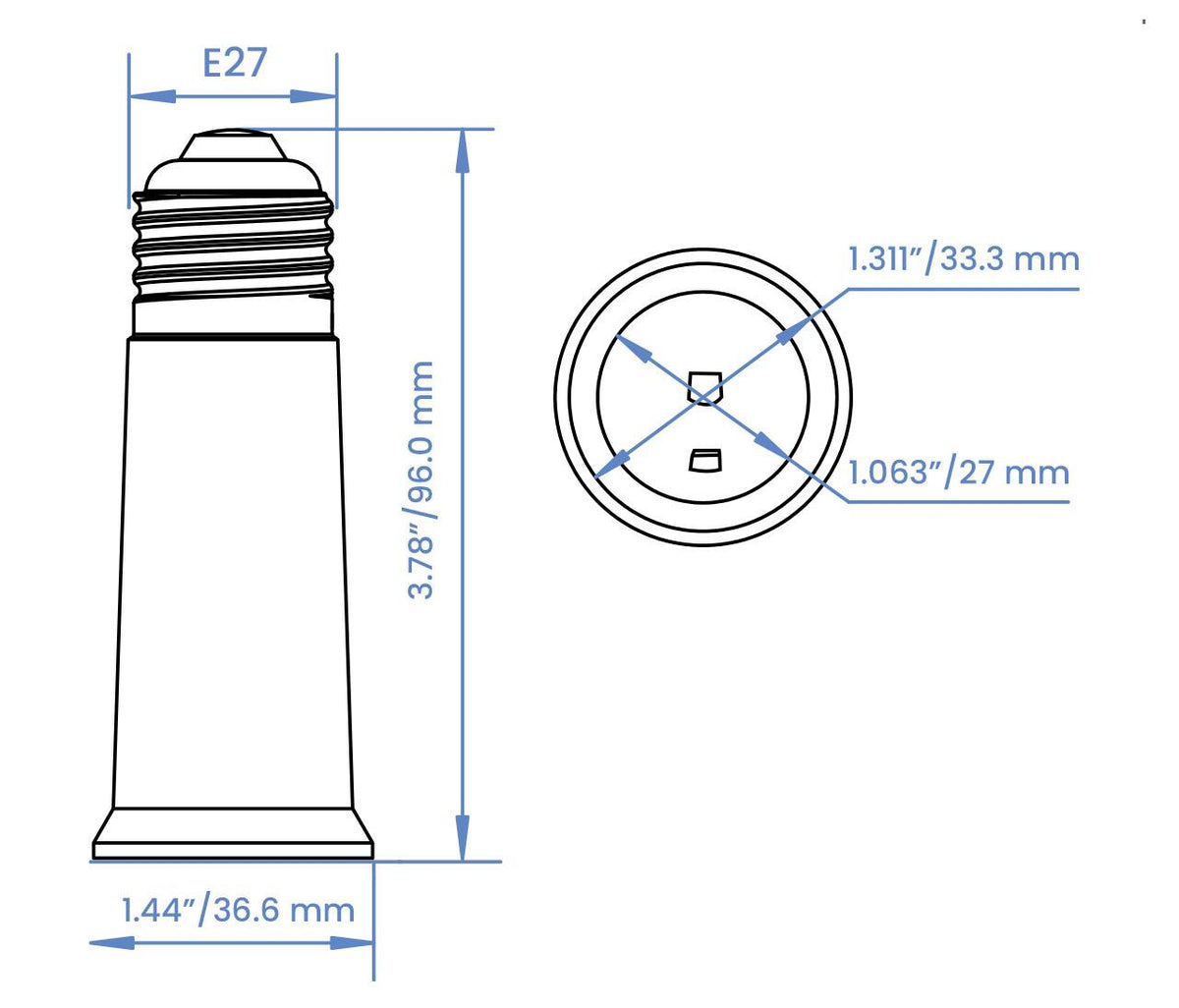 Lorex - E27 Socket Extension 3.8"  (96mm) length