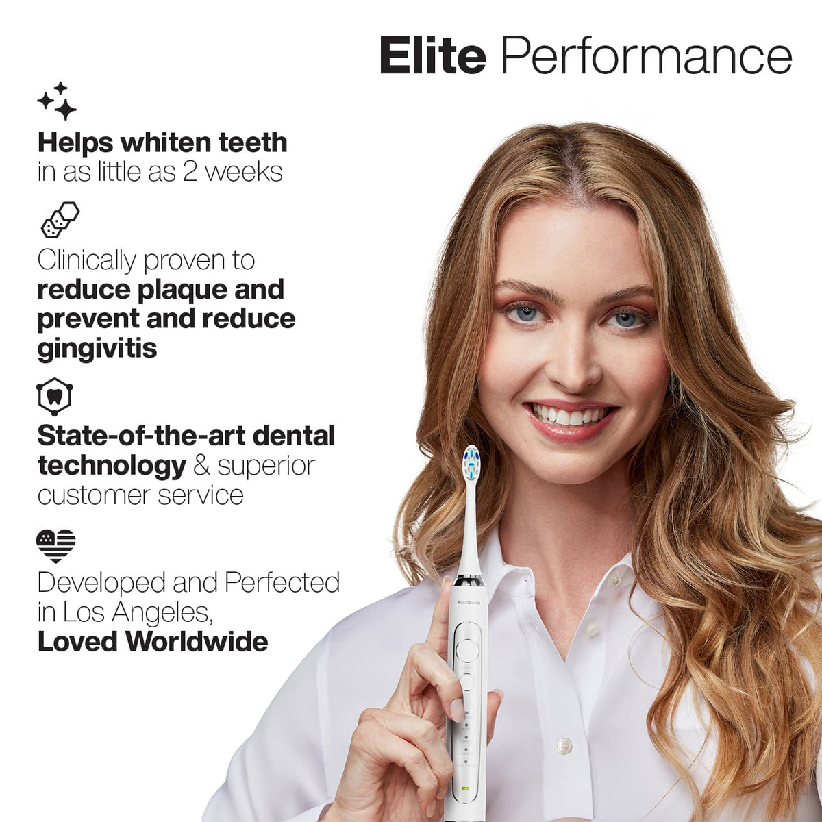 AquaSonic - Elite - Ultra-Whitening Rechargeable Toothbrush - Black